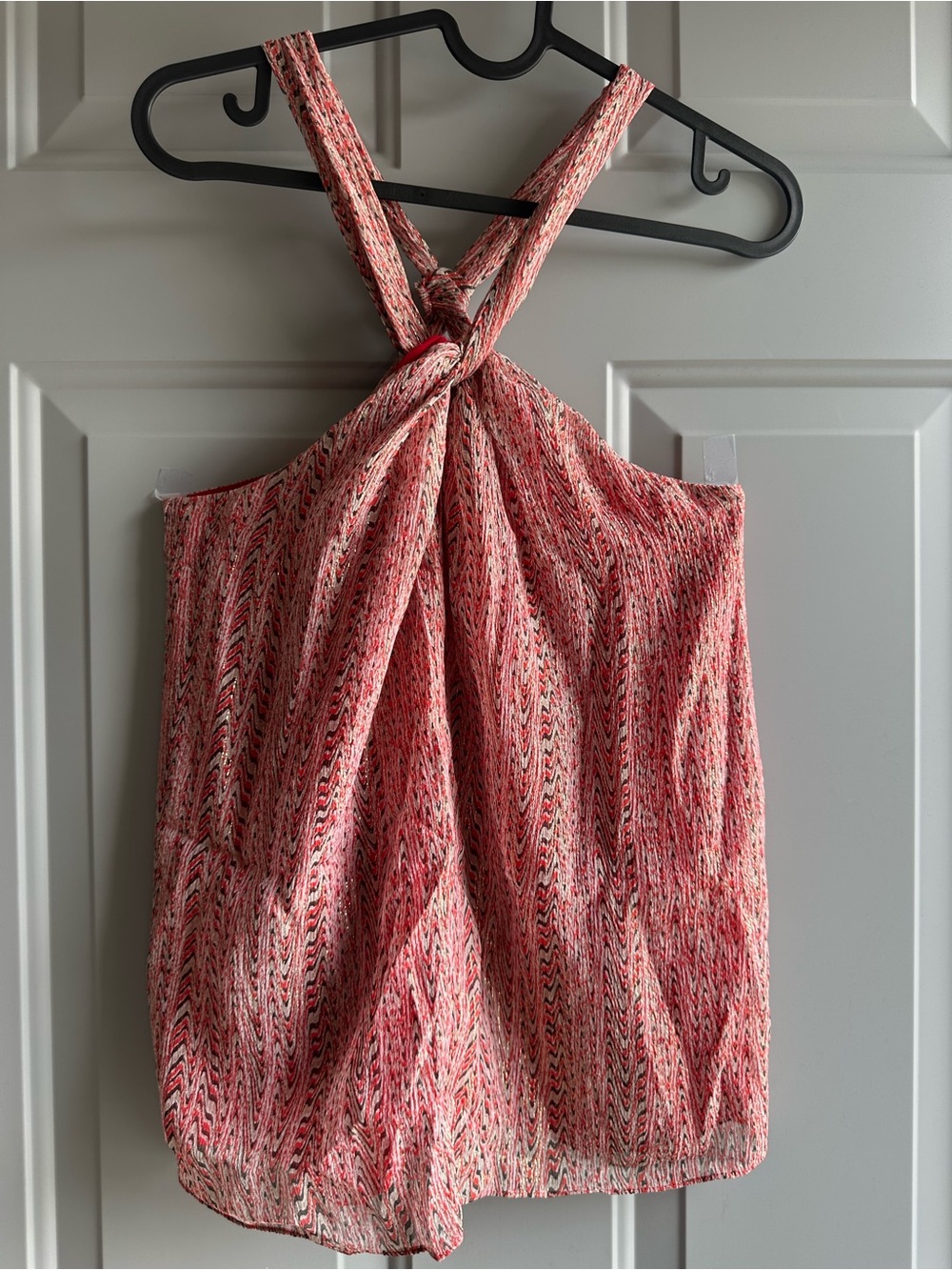 Armani Exchange Red and White Textured Tank Top